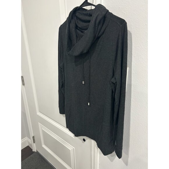 Zenergy by Chico's Cowl Neck Long Sleeve Pullover Top Charcoal Sz 1 Cozy Knit - Picture 3 of 11